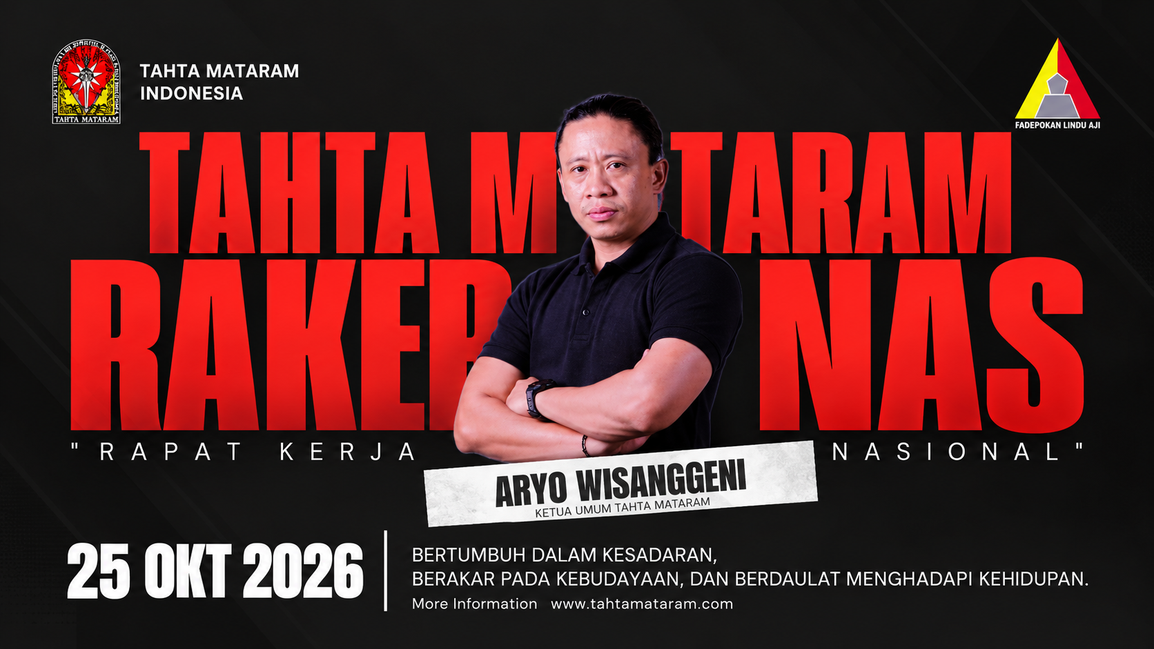 Rakernas Tahta Mataram 25 Oktober 2026 Bertumbuh dalam Kesadaran, Berakar pada Kebudayaan Rakernas Tahta Mataram 25 Oktober 2026 Bertumbuh dalam Kesadaran, Berakar pada Kebudayaan